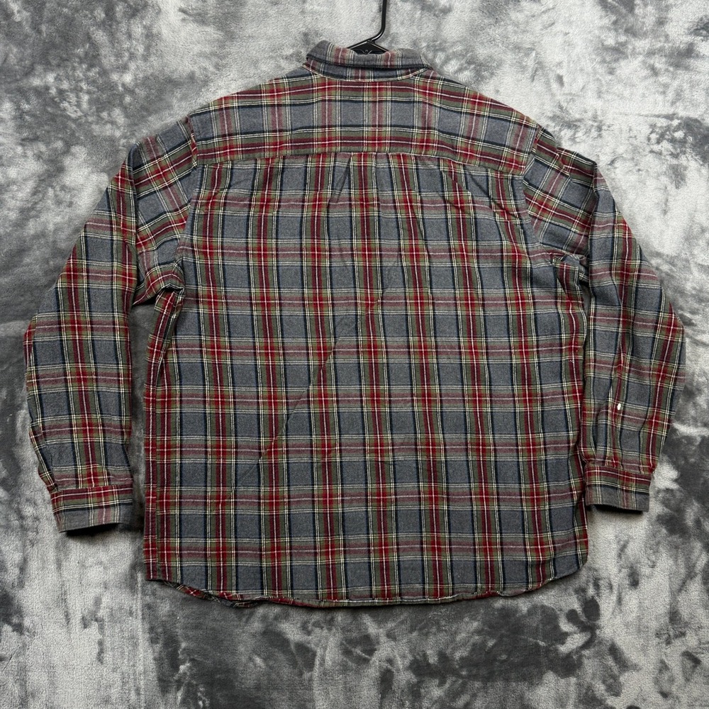 L.L. Bean Flannel Shirt Mens XL Grey Plaid Traditional Fit Long Sleeve Cotton - Picture 8 of 8